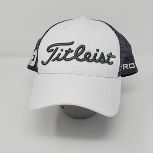 TITLEIST NWT TOUR PERFORMANCE MESH WHITE AND CHARCOAL BASEBALL HAT